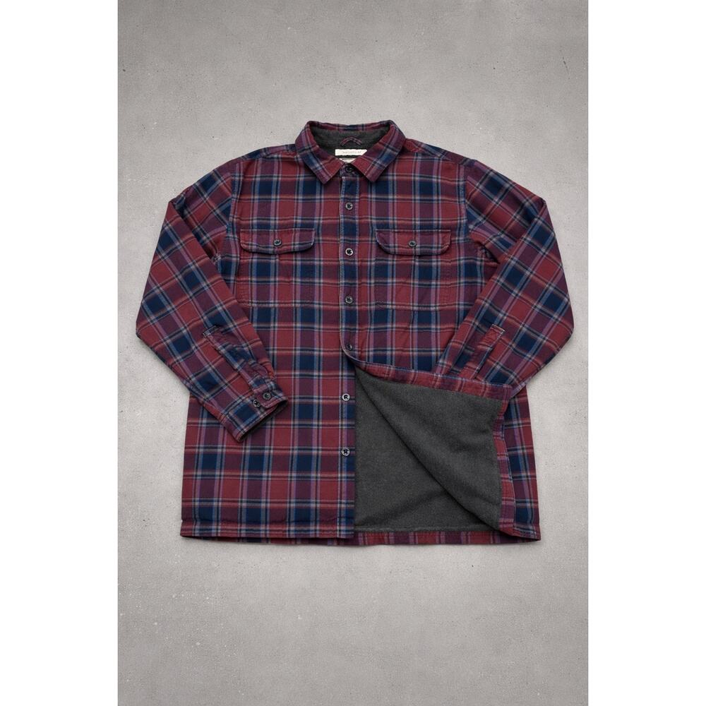LL Bean Mens L Flannel Shirt Jacket Traditional Fit‎ Plaid Fleece Lined 298189